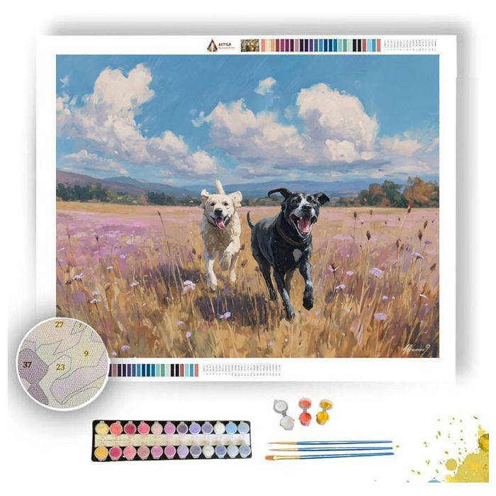 DOGS IN THE FIELD - Paint by Numbers Full Kit