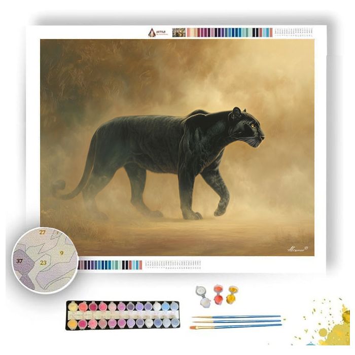 PANTHER IN GOLD MIST - Paint by Numbers Full Kit
