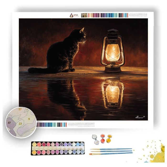 CAT AND LANTERN - Paint by Numbers Full Kit