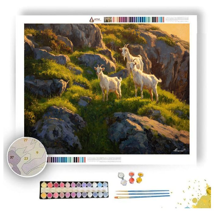 GOATS IN THE HILLS - Paint by Numbers Full Kit