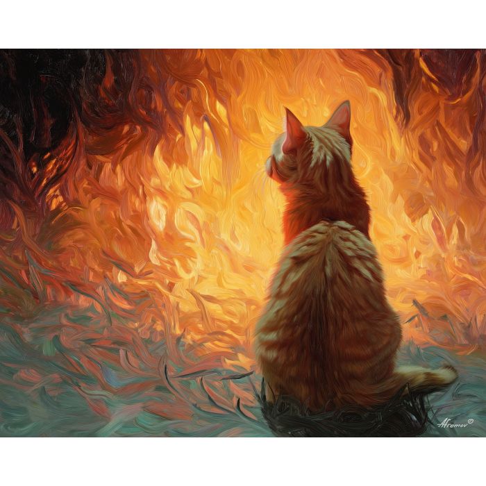 CAT BY THE FIRE