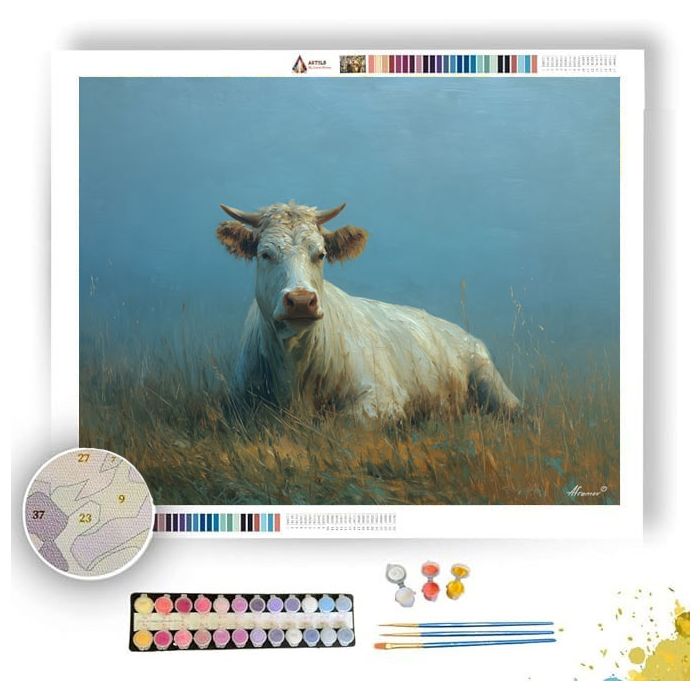COW IN BLUE FIELD - Paint by Numbers Full Kit