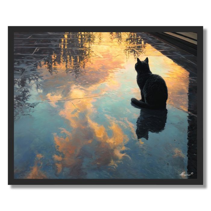 CAT IN RAINLIGHT - FRAMED