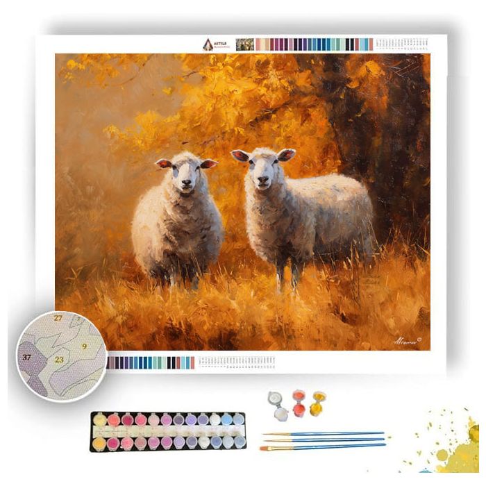 SHEEP IN AUTUMN FIELD - Paint by Numbers Full Kit