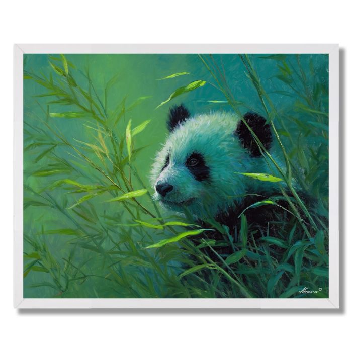 PANDA IN BAMBOO LIGHT - FRAMED