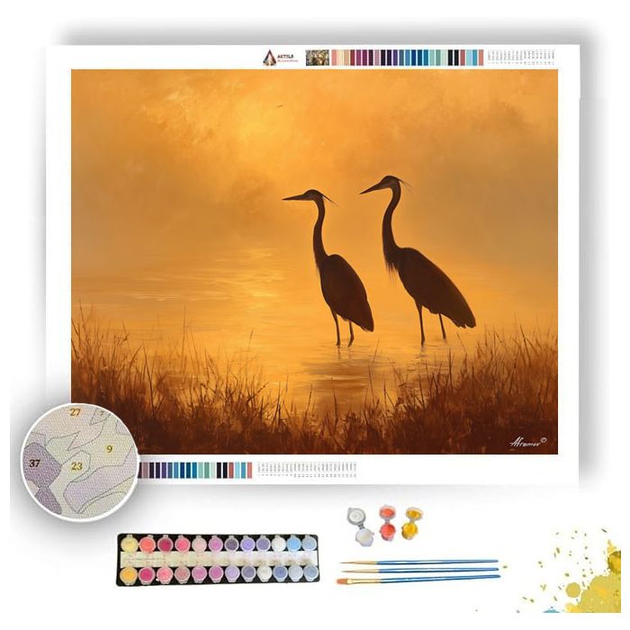 HERONS AT SUNRISE - Paint by Numbers Full Kit