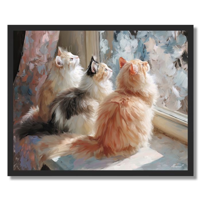 CATS BY THE WINDOW - FRAMED