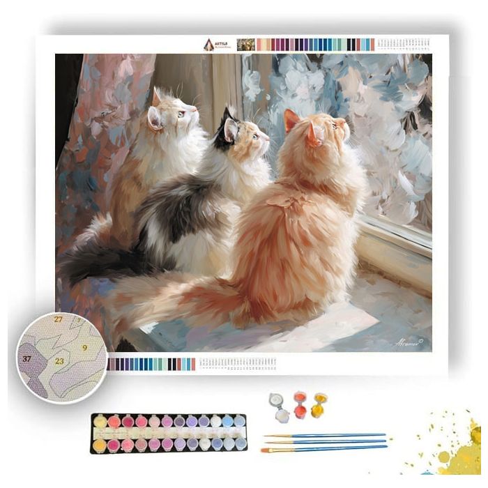 CATS BY THE WINDOW - Paint by Numbers Full Kit