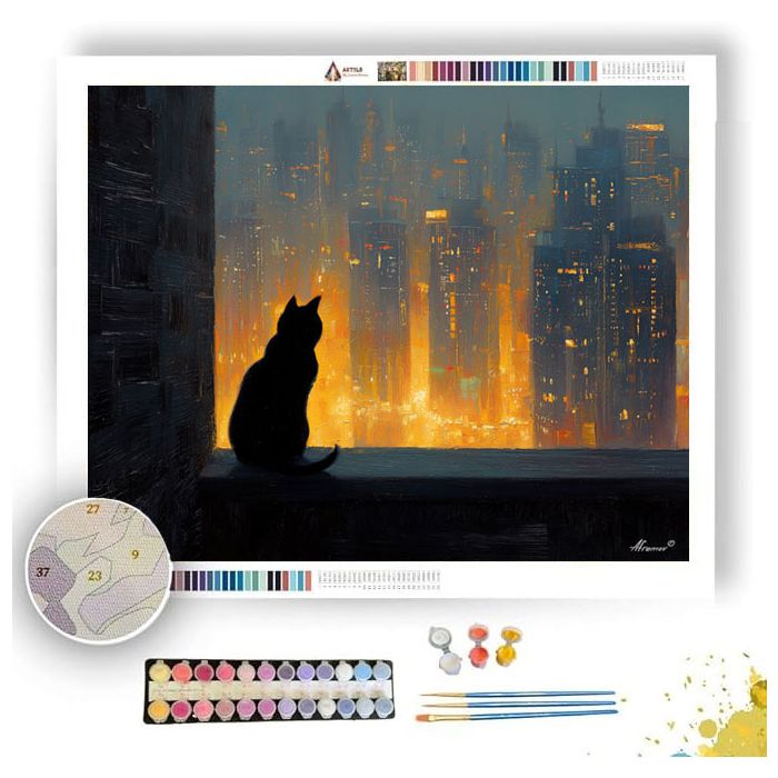 CAT ON BALCONY - Paint by Numbers Full Kit
