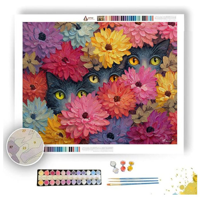 CATS AMONG FLOWERS - Paint by Numbers Full Kit