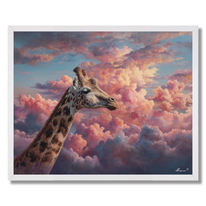 GIRAFFE IN TWILIGHT - FRAMED