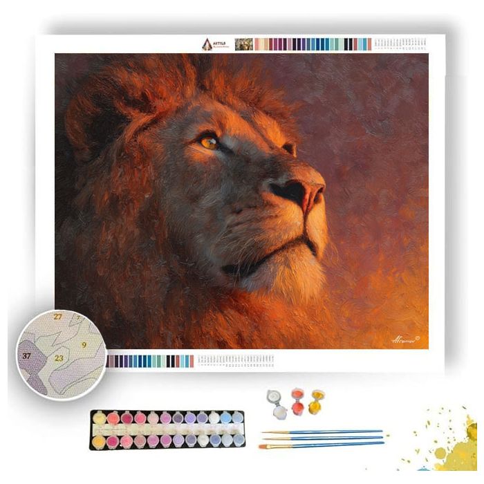 LION AT SUNSET - Paint by Numbers Full Kit