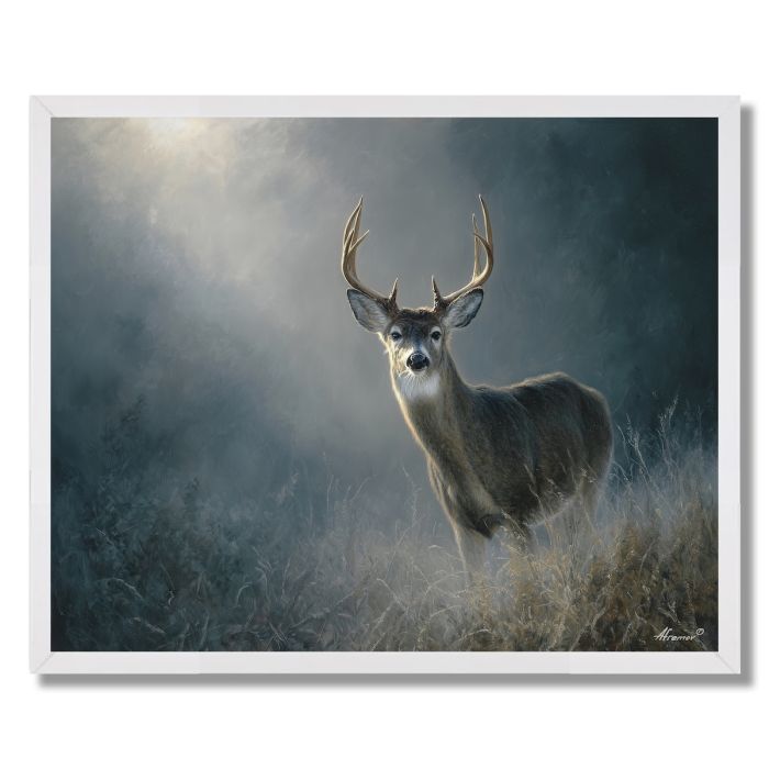 DEER IN SILVER LIGHT - FRAMED