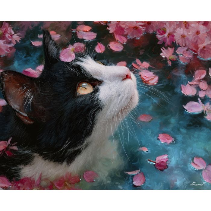 CAT UNDER BLOSSOMS