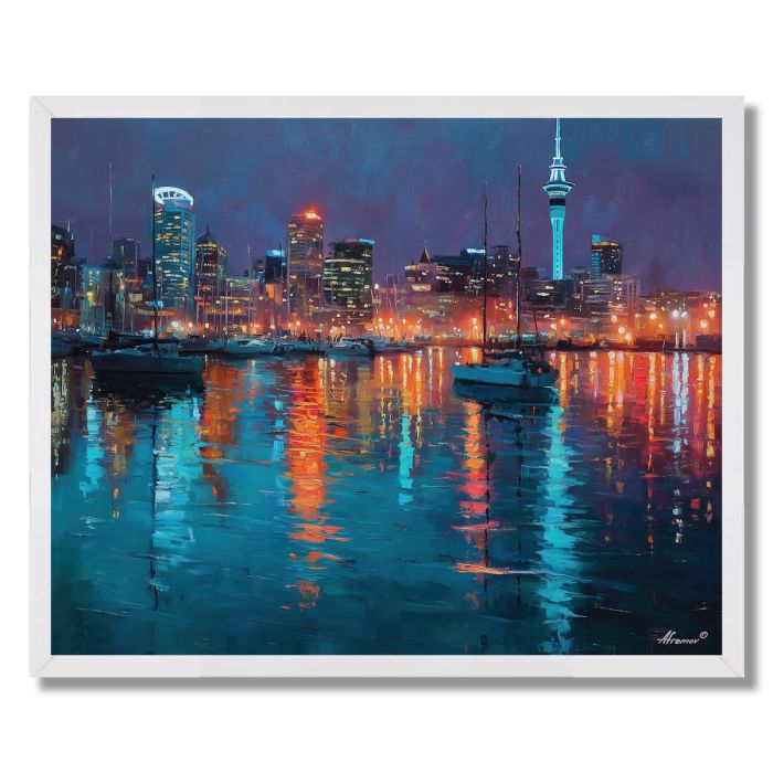 AUCKLAND HARBOR EVENING - FRAMED