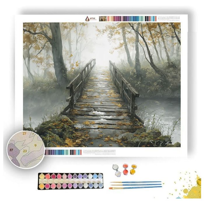 AUTUMN BRIDGE WALK - Paint by Numbers Full Kit
