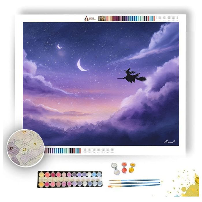 MOONLIT WITCHS FLIGHT - Paint by Numbers Full Kit