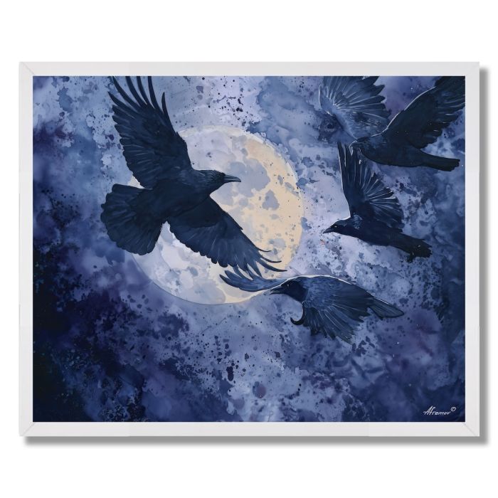 MOONLIGHT RAVEN FLIGHT - FRAMED