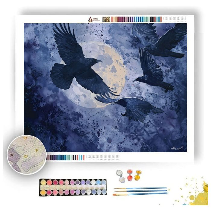 MOONLIGHT RAVEN FLIGHT - Paint by Numbers Full Kit