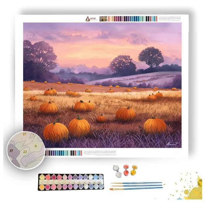 PUMPKIN FIELDS AT DUSK - Paint by Numbers Full Kit