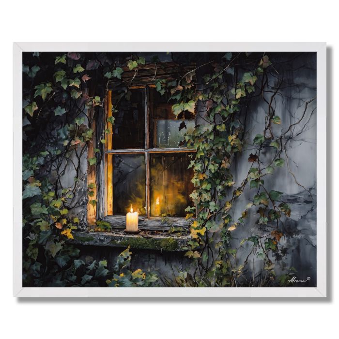 CANDLELIT WINDOW NIGHT - FRAMED