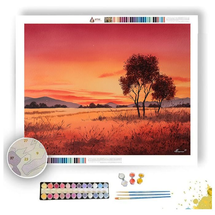 AUTUMN SUNSET GLOW - Paint by Numbers Full Kit