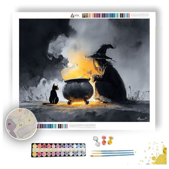 WITCH AND HER CAT - Paint by Numbers Full Kit