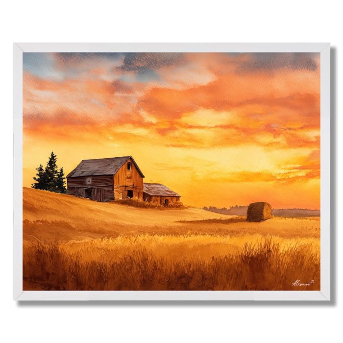 GOLDEN HARVEST SUNSET - FRAMED