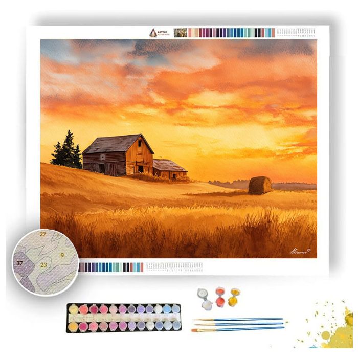 GOLDEN HARVEST SUNSET - Paint by Numbers Full Kit