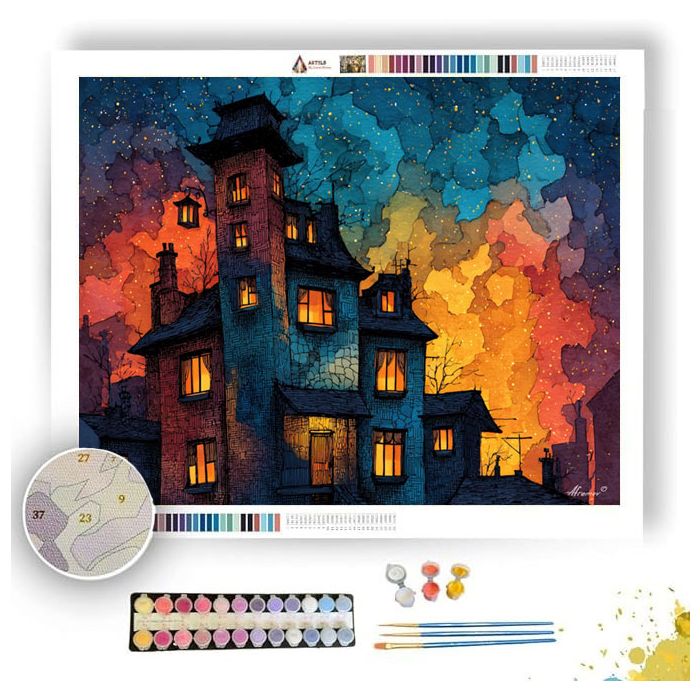 HAUNTED HOUSE GLOW - Paint by Numbers Full Kit