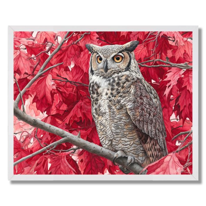 OWL IN THE MAPLES - FRAMED