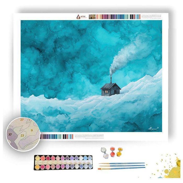 WINTER CABIN SERENITY - Paint by Numbers Full Kit