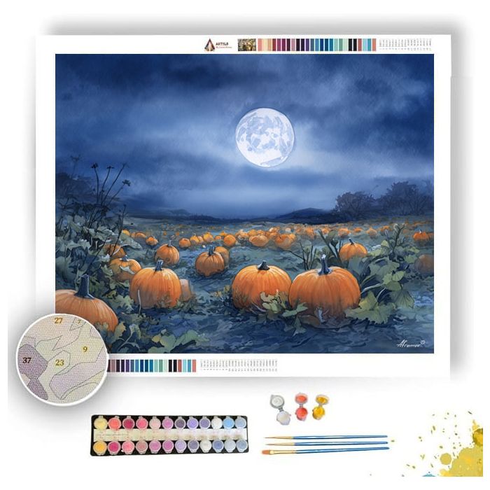 MOONLIT PUMPKIN FIELD - Paint by Numbers Full Kit