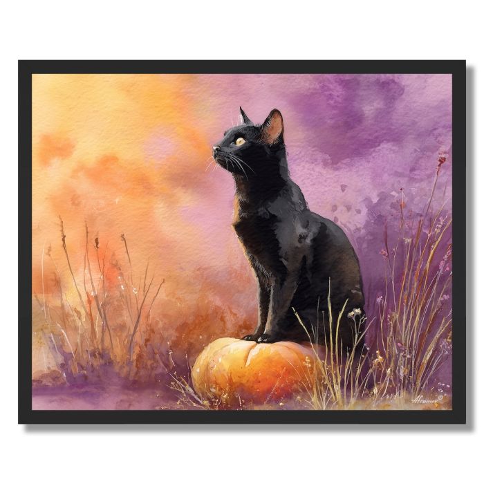 BLACK CAT TWILIGHT - FRAMED
