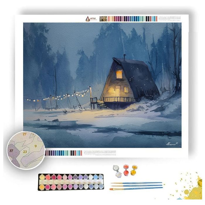 WINTER COTTAGE LIGHTS - Paint by Numbers Full Kit