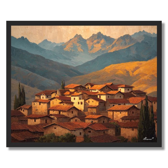 PERUVIAN VILLAGE DAWN - FRAMED