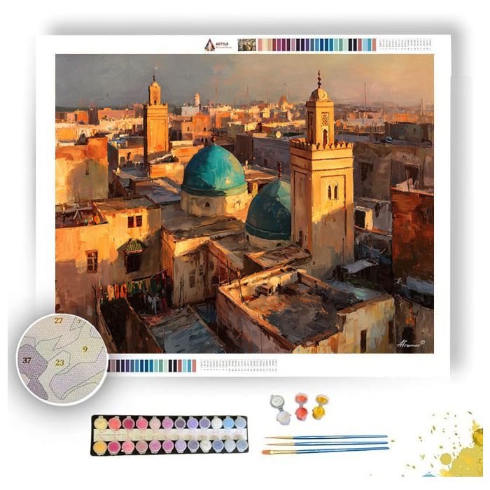 MOROCCAN ROOFTOPS AT SUNSET - Paint by Numbers Full Kit