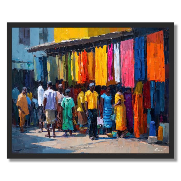 NIGERIAN MARKET LIGHT - FRAMED