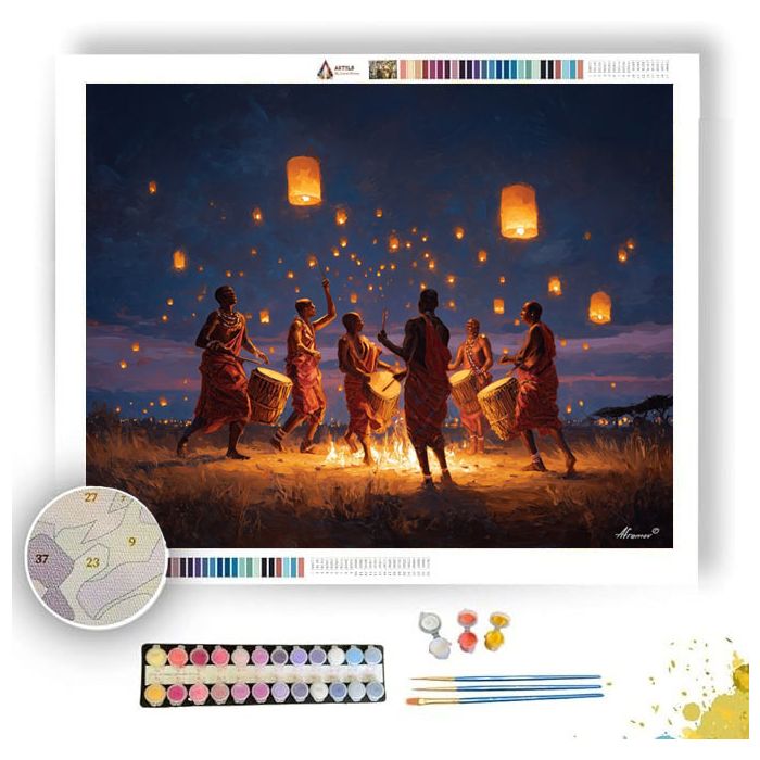 TANZANIA DRUM NIGHT - Paint by Numbers Full Kit