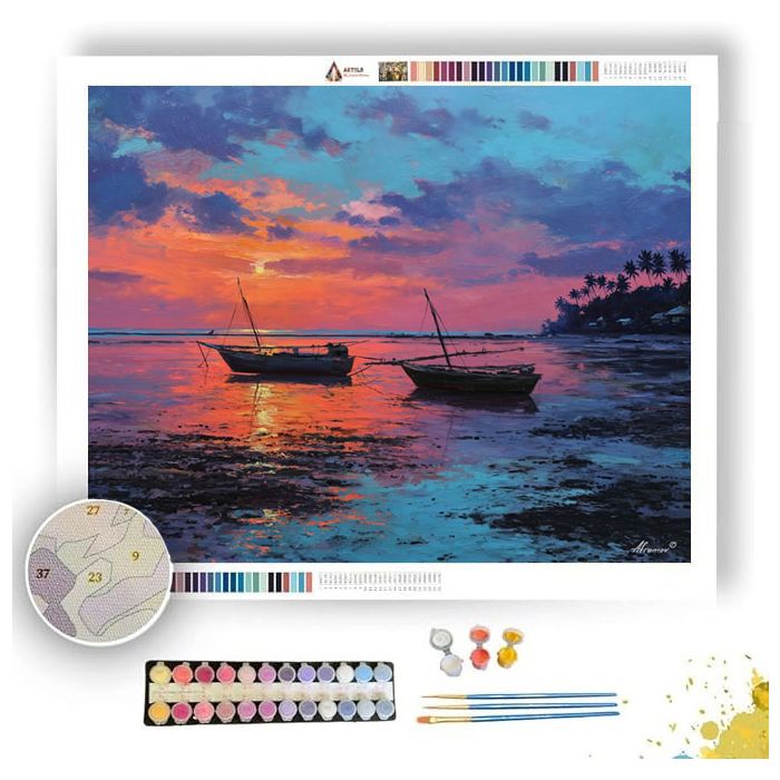 ZANZIBAR SUNSET SHORE - Paint by Numbers Full Kit