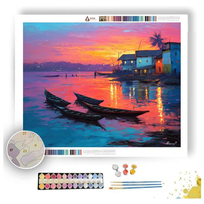 GHANA COAST EVENING - Paint by Numbers Full Kit