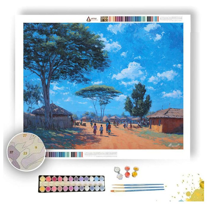 KENYAN VILLAGE SUN - Paint by Numbers Full Kit