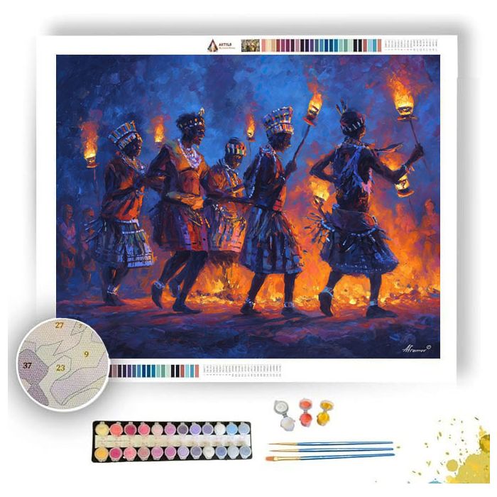 ZULU VILLAGE DANCE - Paint by Numbers Full Kit