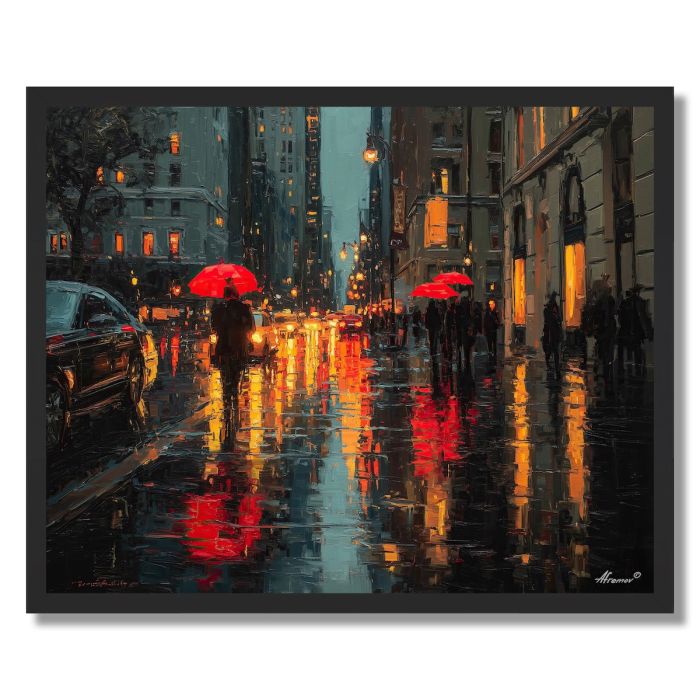 NEW YORK HOLIDAY RAIN - FRAMED