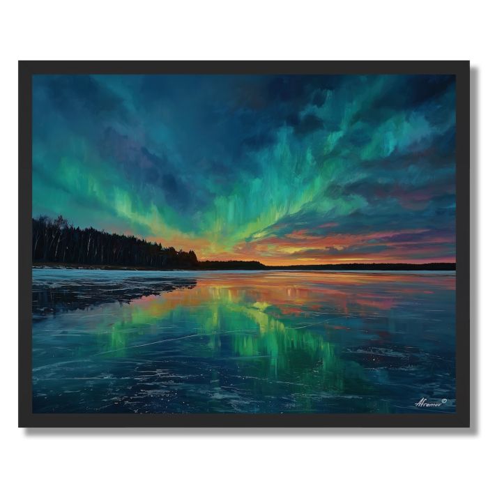 FINNISH LAKE AURORA - FRAMED