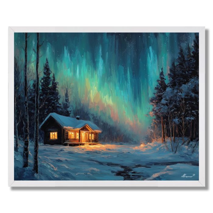 FINNISH CABIN NIGHT - FRAMED