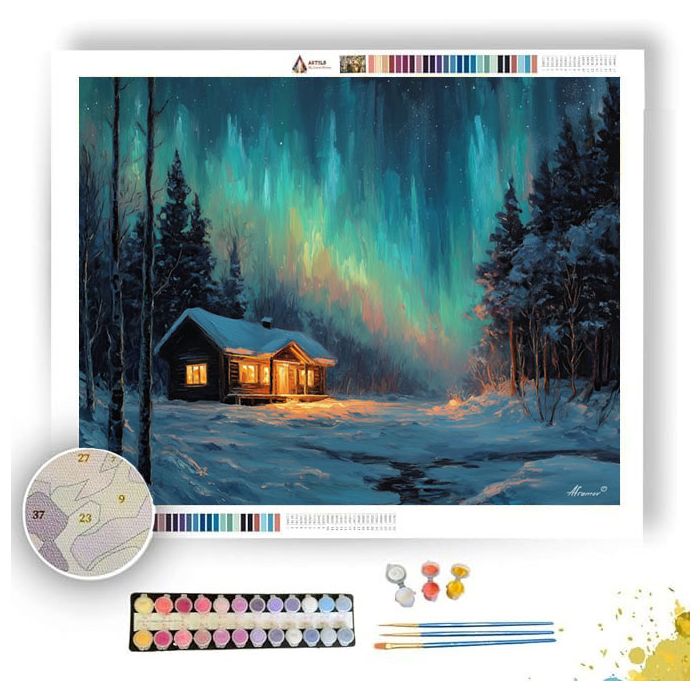 FINNISH CABIN NIGHT - Paint by Numbers Full Kit