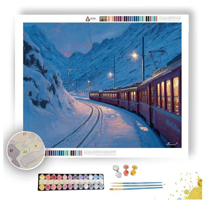 SWISS TRAIN IN SNOW - Paint by Numbers Full Kit