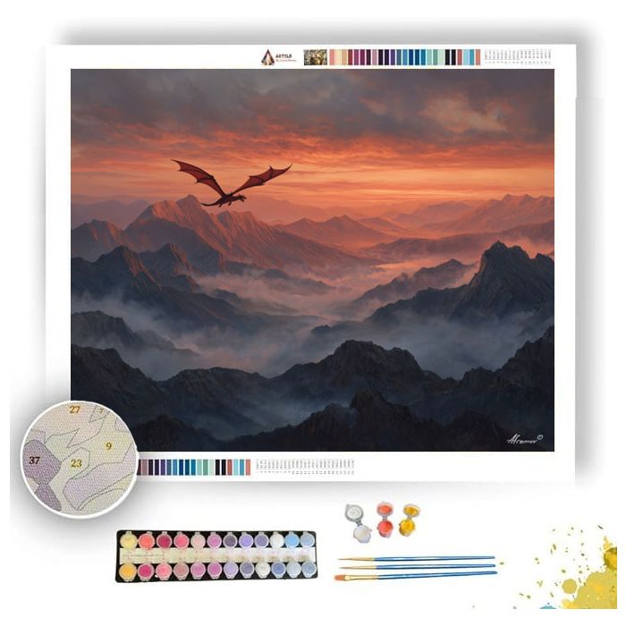 DRAGONS PASS AT DAWN - Paint by Numbers Full Kit