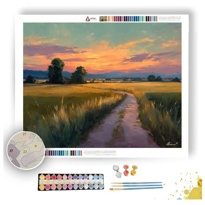 COUNTRY ROAD SUNSET - Paint by Numbers Full Kit